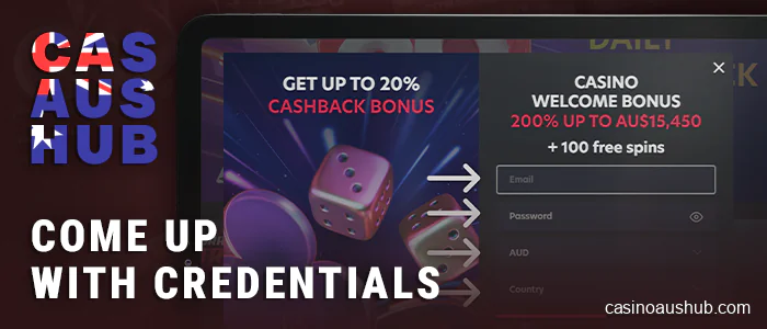 Enter password and email to sign up for Apple Pay Casinos