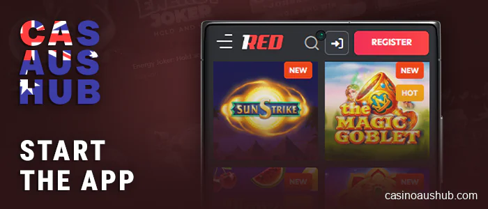 Open the casino app on your device