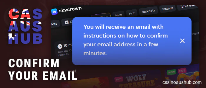 Confirm your email after registering at bitcoin casino