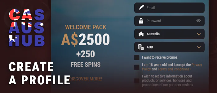 Create a new account at AUS online casinos