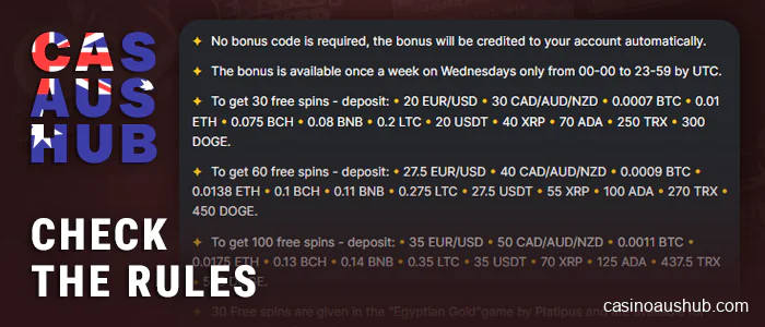 Check out the sign up bonus terms and conditions at AUS casino