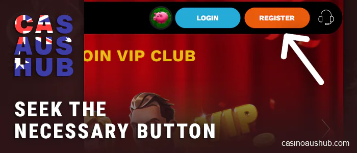 Click on the registration button in the online casino menu