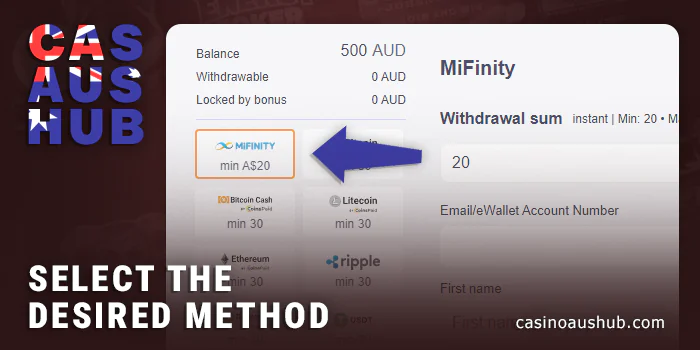 Decide on the method of withdrawal to the casino without verification