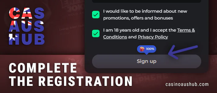 Confirm your account registration on BetOnRed website