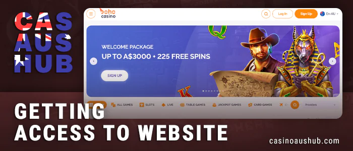 Go to the Boho Casino website