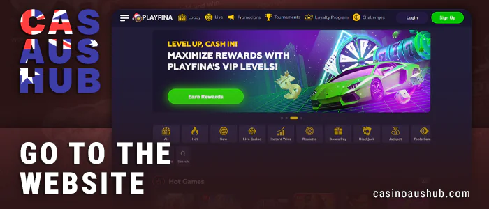 Open the Playfina Casino website in your browser