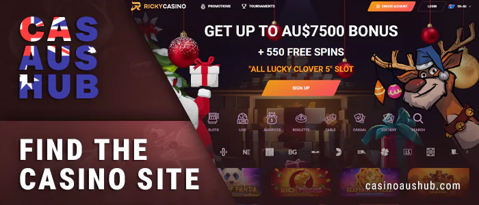 Visit the Ricky Casino website to create an account